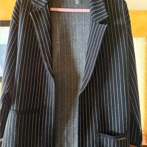 Ann Klein Pinstripe Black Blazer with White Stripes